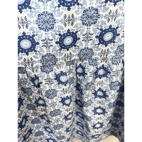 Loft Tiled Strappy Flounce Maxi Dress Linen Boho Blue Women's Medium Tiered - Picture 5 of 8